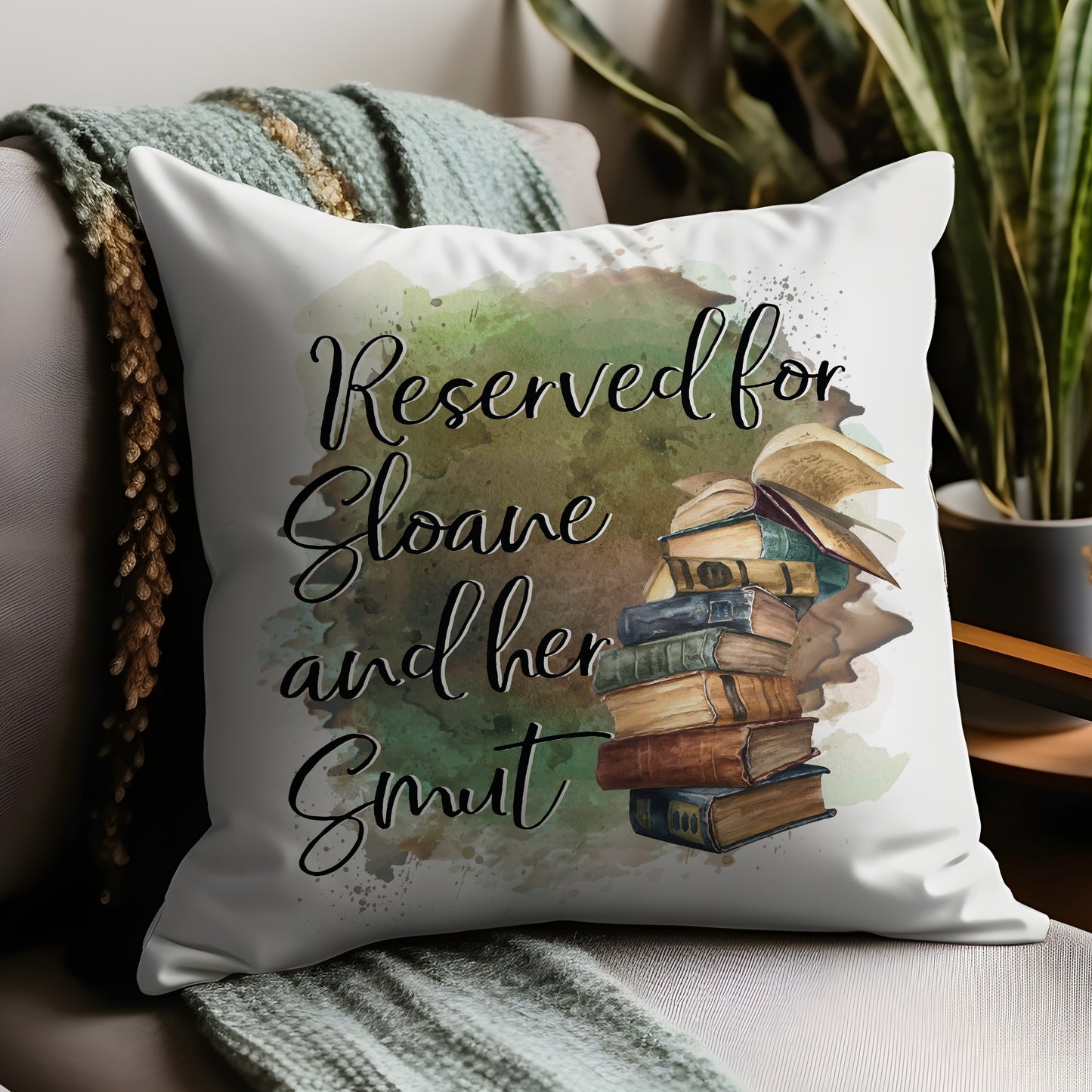 Custom Book Pillow in Earthtones - Personalized Book Gift with Name