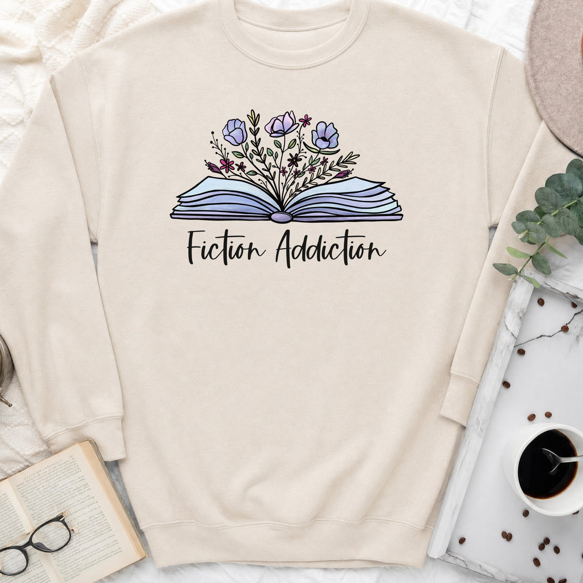 Fiction Addiction Sweatshirt or Hoodie, Crewneck for Fiction Lovers