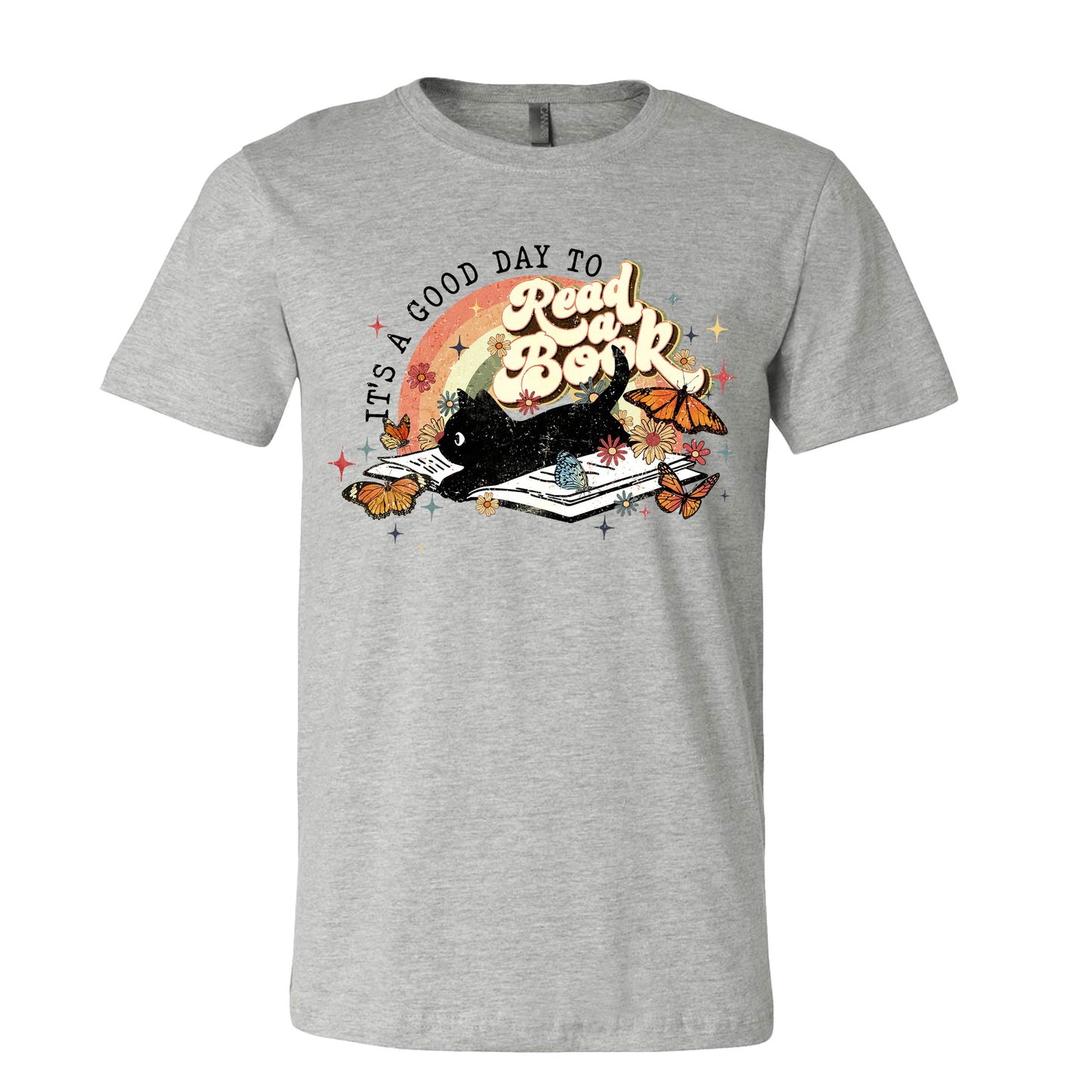 It's a Good Day to Read Boho Black Cat Book T-Shirt