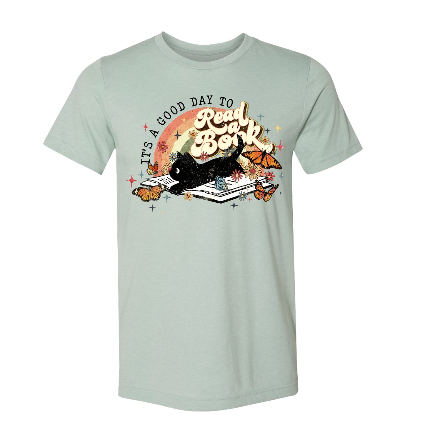 It's a Good Day to Read Boho Black Cat Book T-Shirt