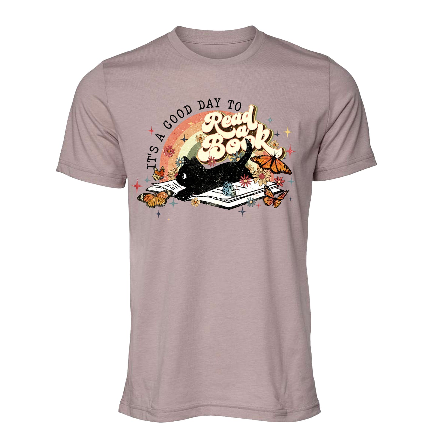 It's a Good Day to Read Boho Black Cat Book T-Shirt