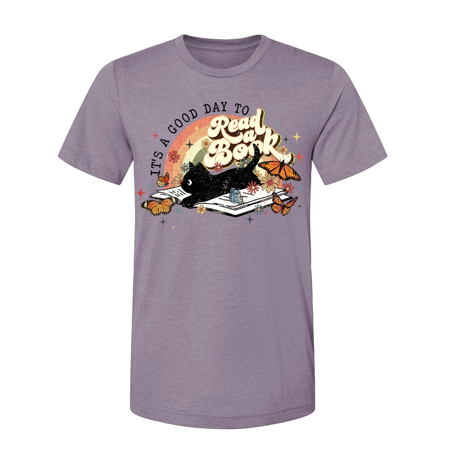 It's a Good Day to Read Boho Black Cat Book T-Shirt