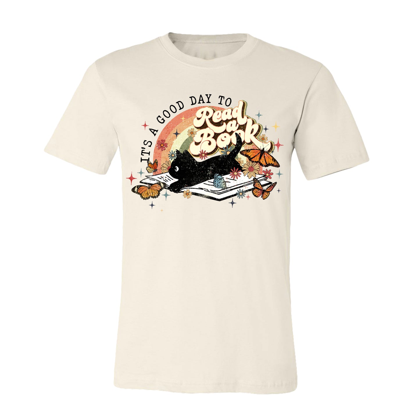 It's a Good Day to Read Boho Black Cat Book T-Shirt