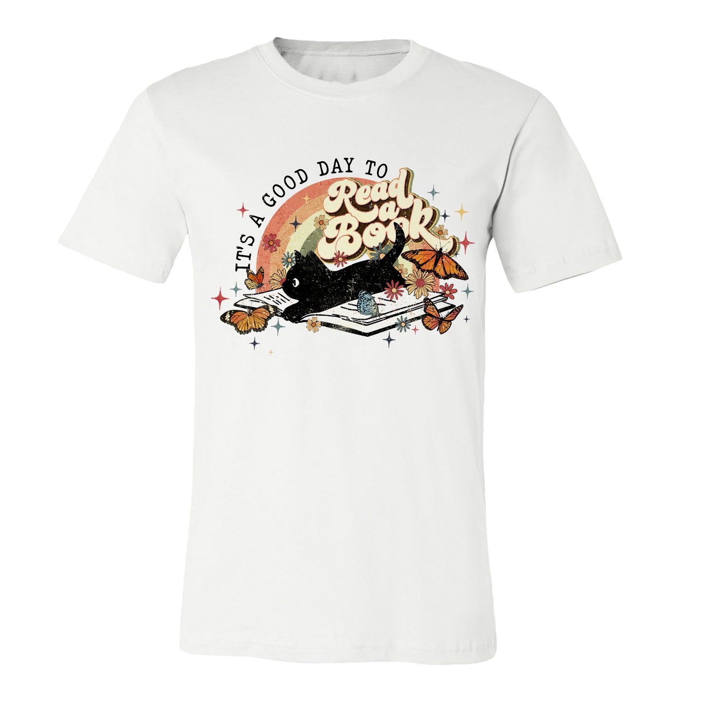 It's a Good Day to Read Boho Black Cat Book T-Shirt