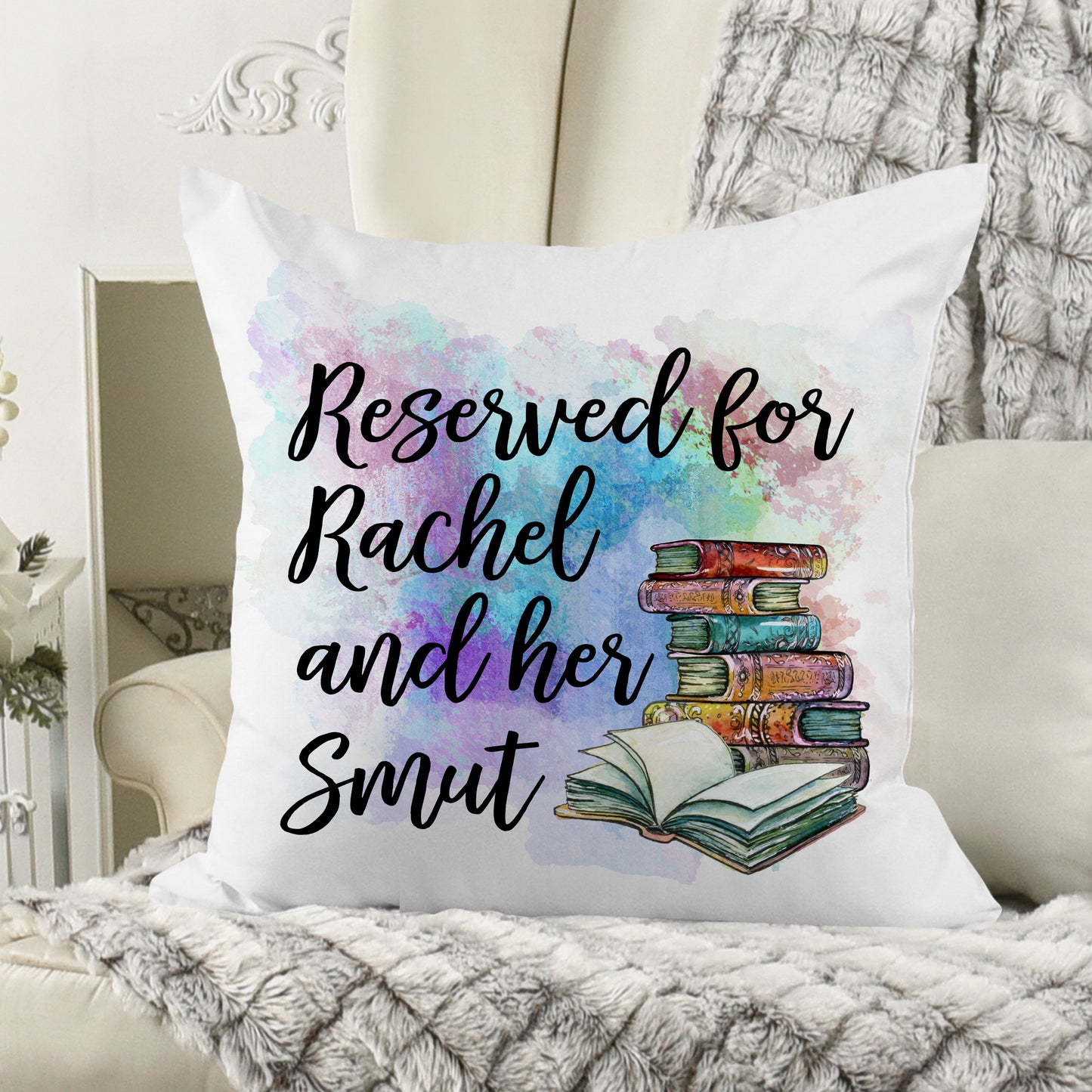 Personalized Book Pillow in Jewel Tones - Book Themed Decor