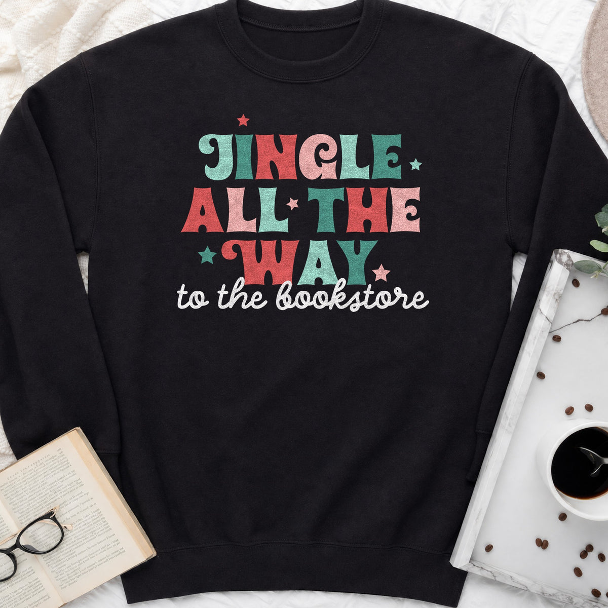 Jingle All the Way to the Bookstore Sweatshirt or Hoodie, Christmas Crewneck for Readers