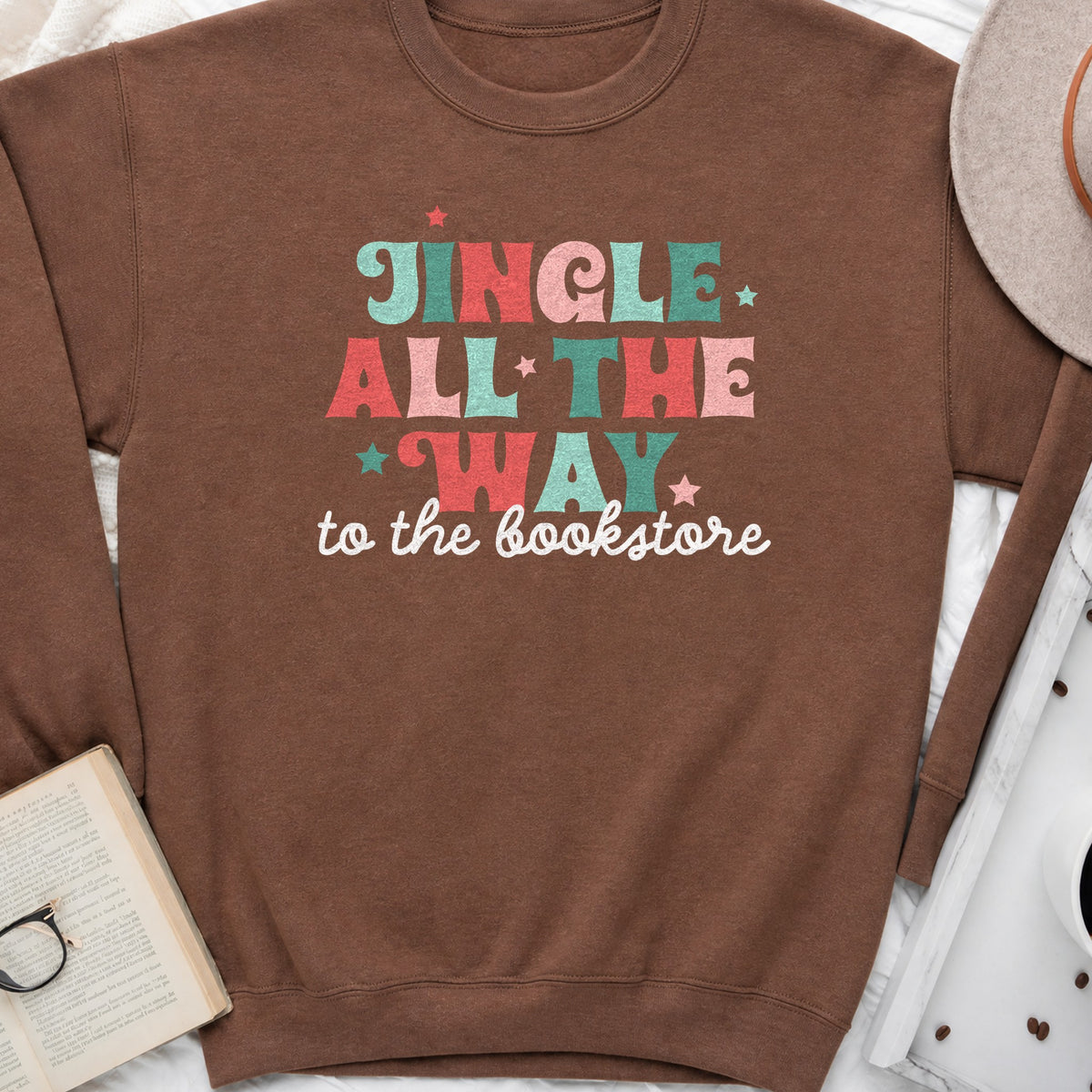 Jingle All the Way to the Bookstore Sweatshirt or Hoodie, Christmas Crewneck for Readers