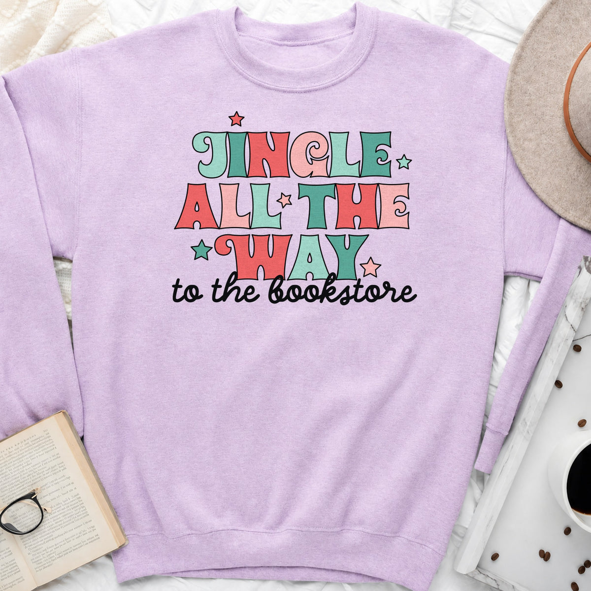 Jingle All the Way to the Bookstore Sweatshirt or Hoodie, Christmas Crewneck for Readers