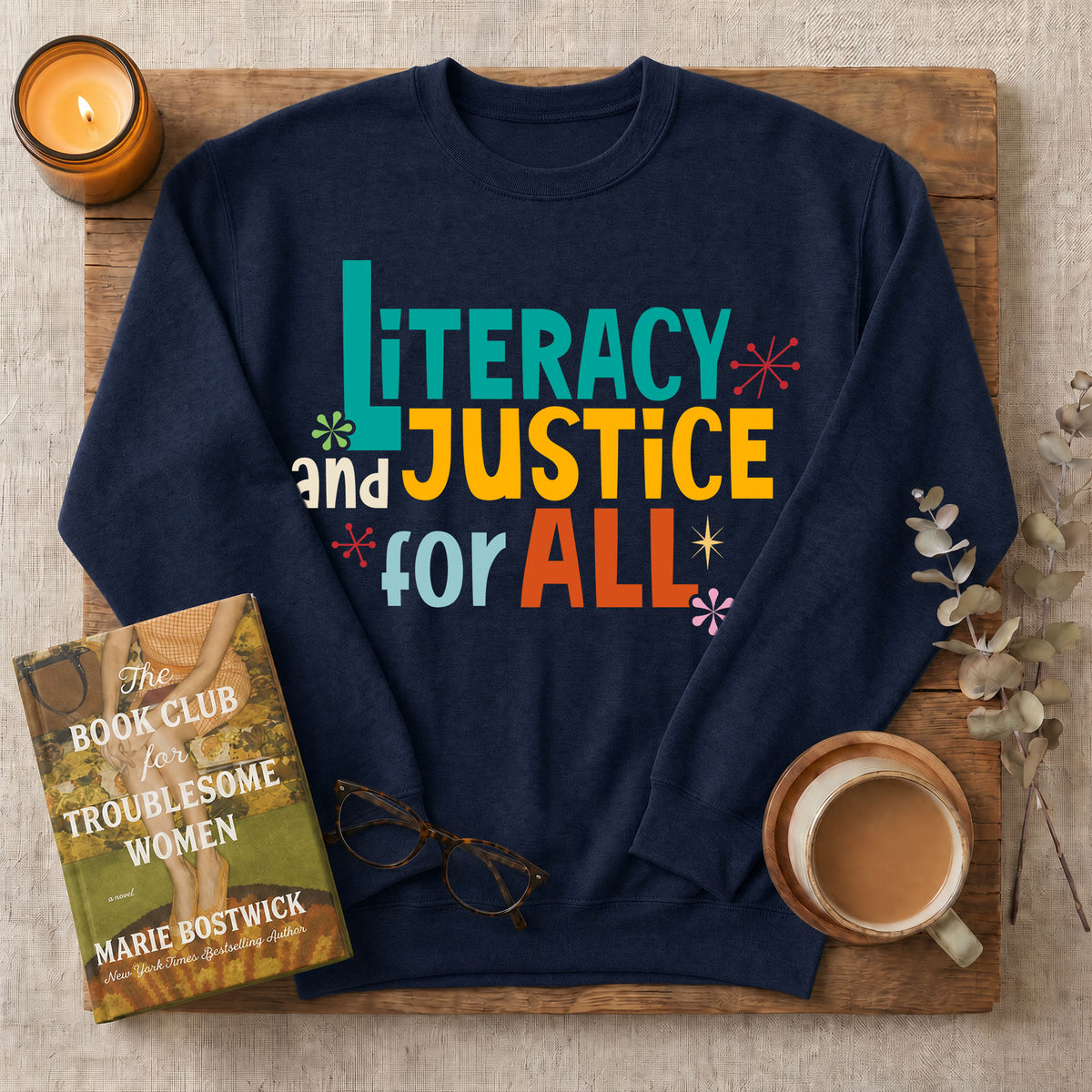 Literacy and Justice for All Retro Crewneck Sweatshirt