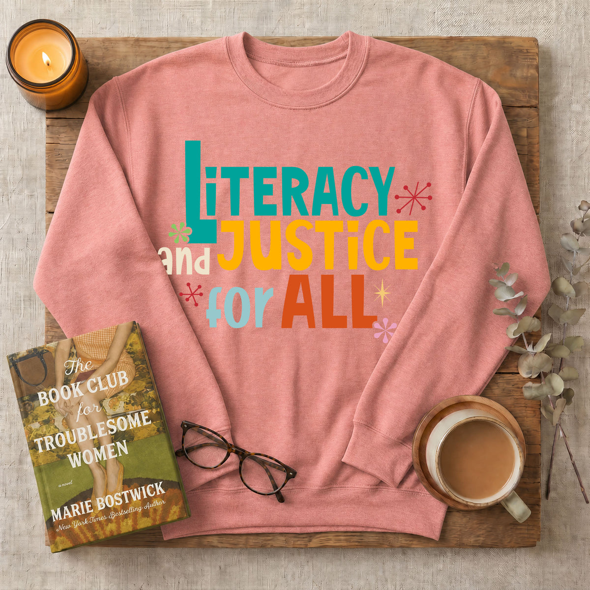 Literacy and Justice for All Retro Crewneck Sweatshirt