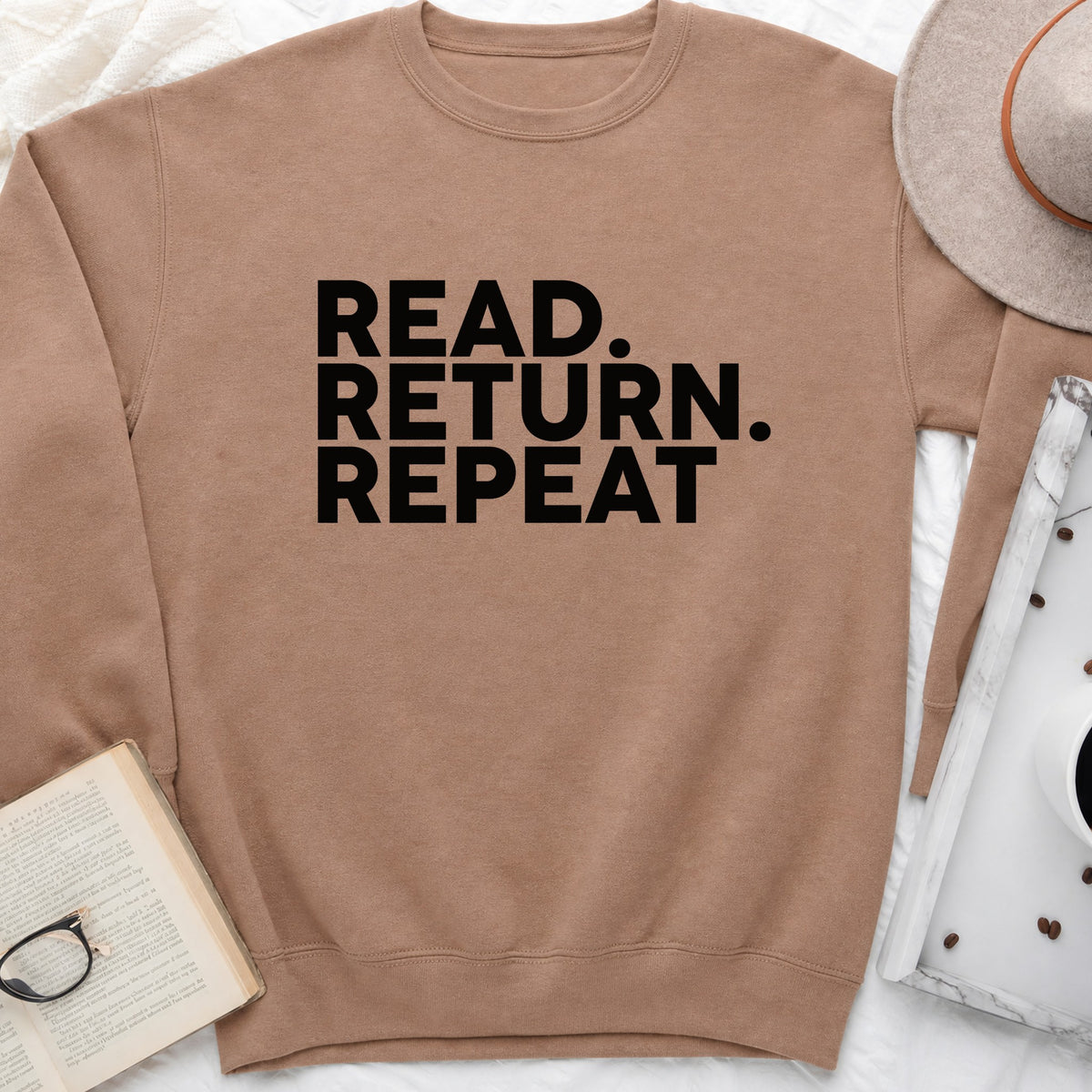Read Return Repeat Sweatshirt or Hoodie, Library Lover Crewneck