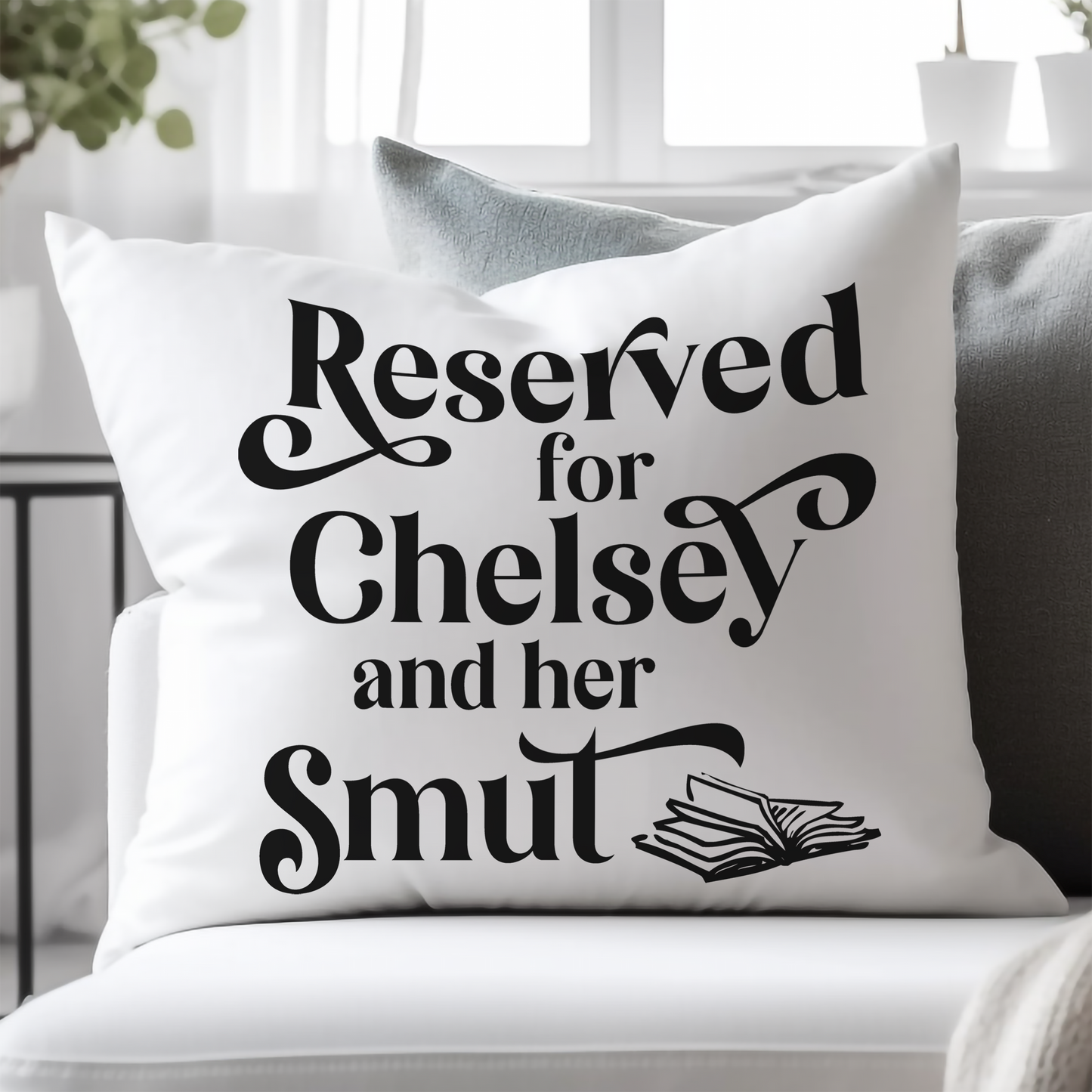 Personalized Flourished Book Pillow - Tik Tok Reading Chair Accessory