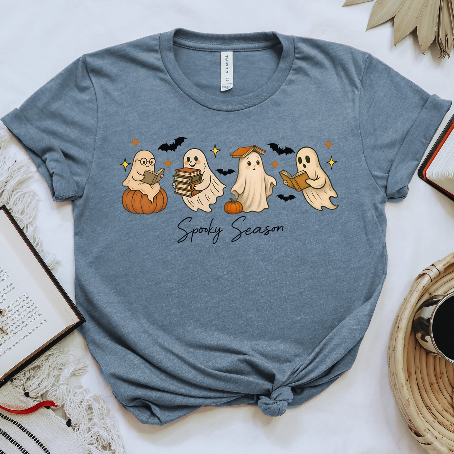 Spooky Season Bookish Ghost T-Shirt for Halloween