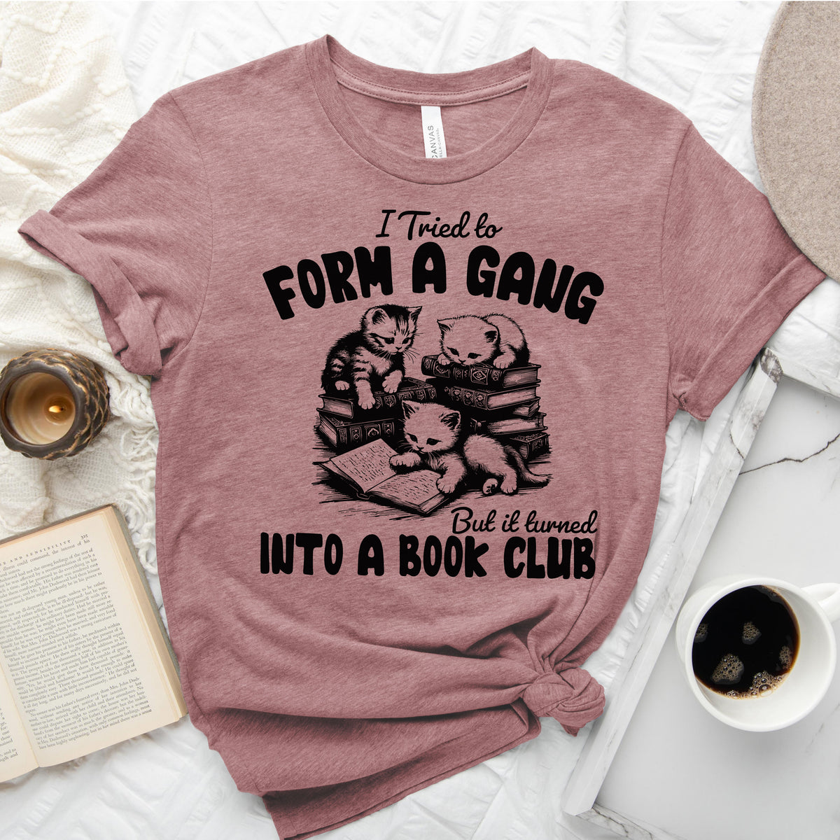 Cat Gang Turned Book Club T-Shirt