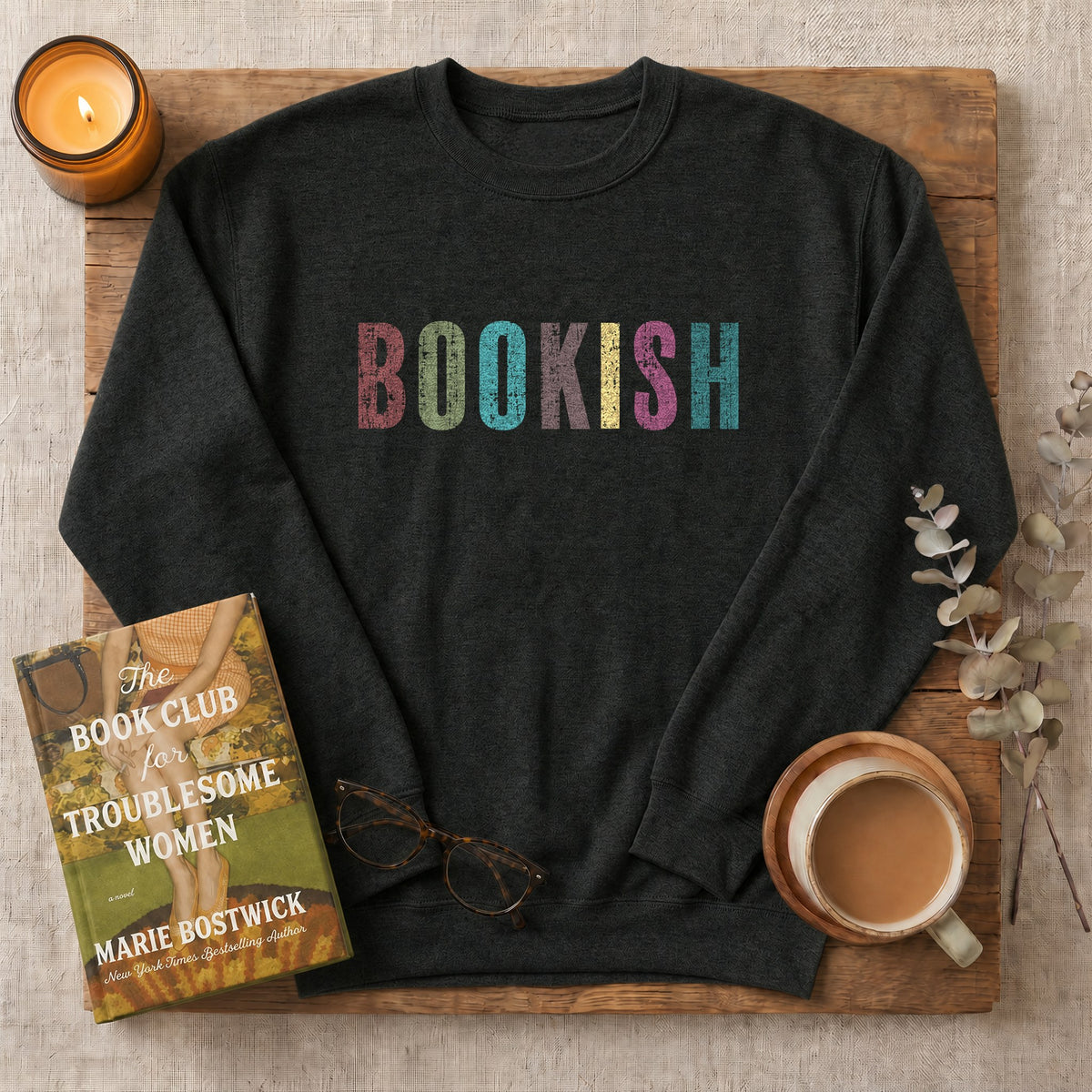 Bookish Sweatshirt or Hoodie, Retro Book Lover Crewneck