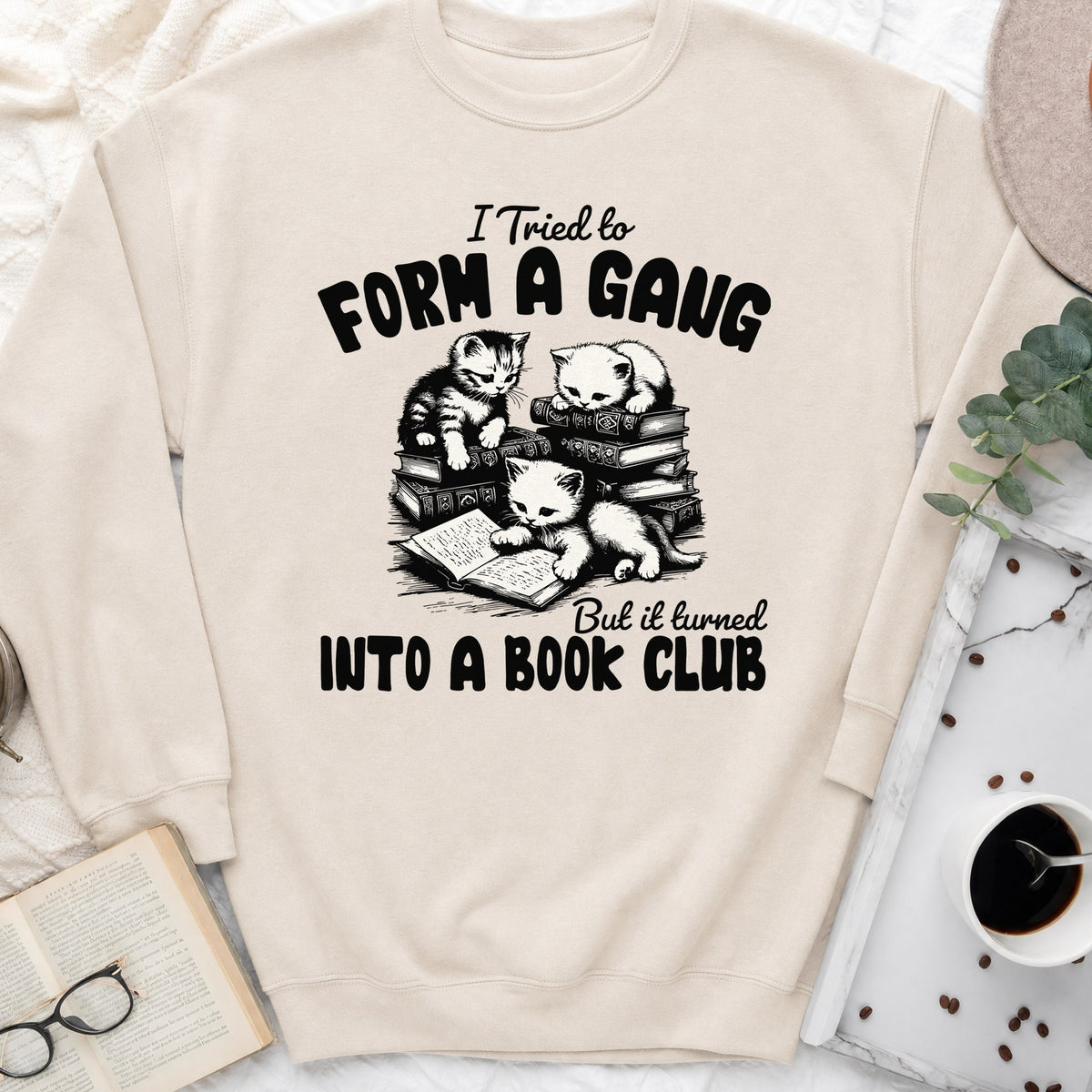 Cat Gang Turned Book Club Sweatshirt or Hoodie, Funny Cat Reader Crewneck