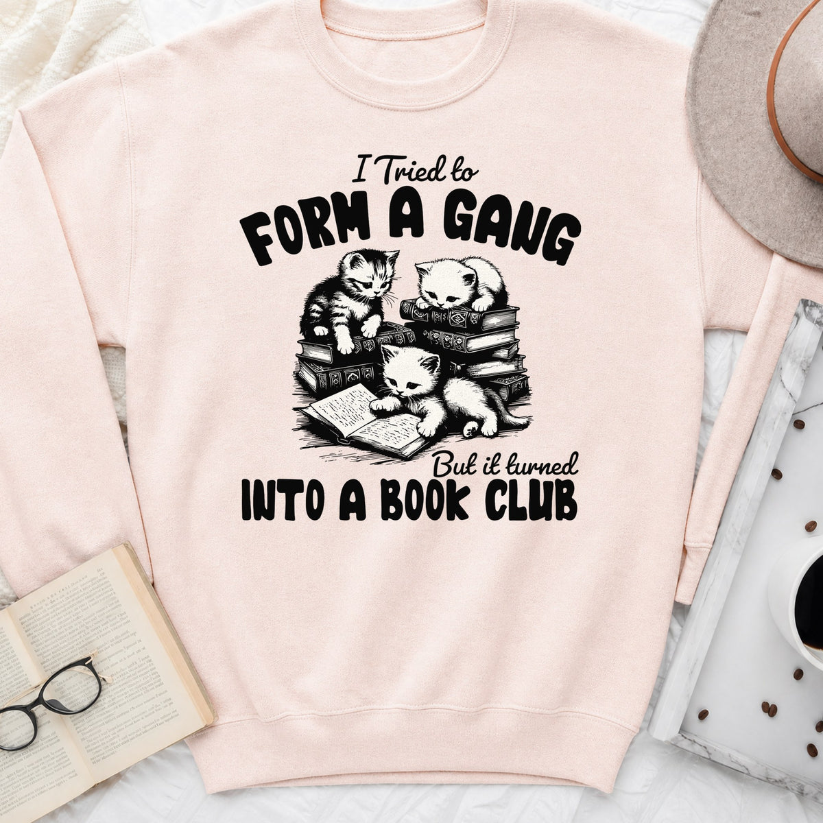 Cat Gang Turned Book Club Sweatshirt or Hoodie, Funny Cat Reader Crewneck