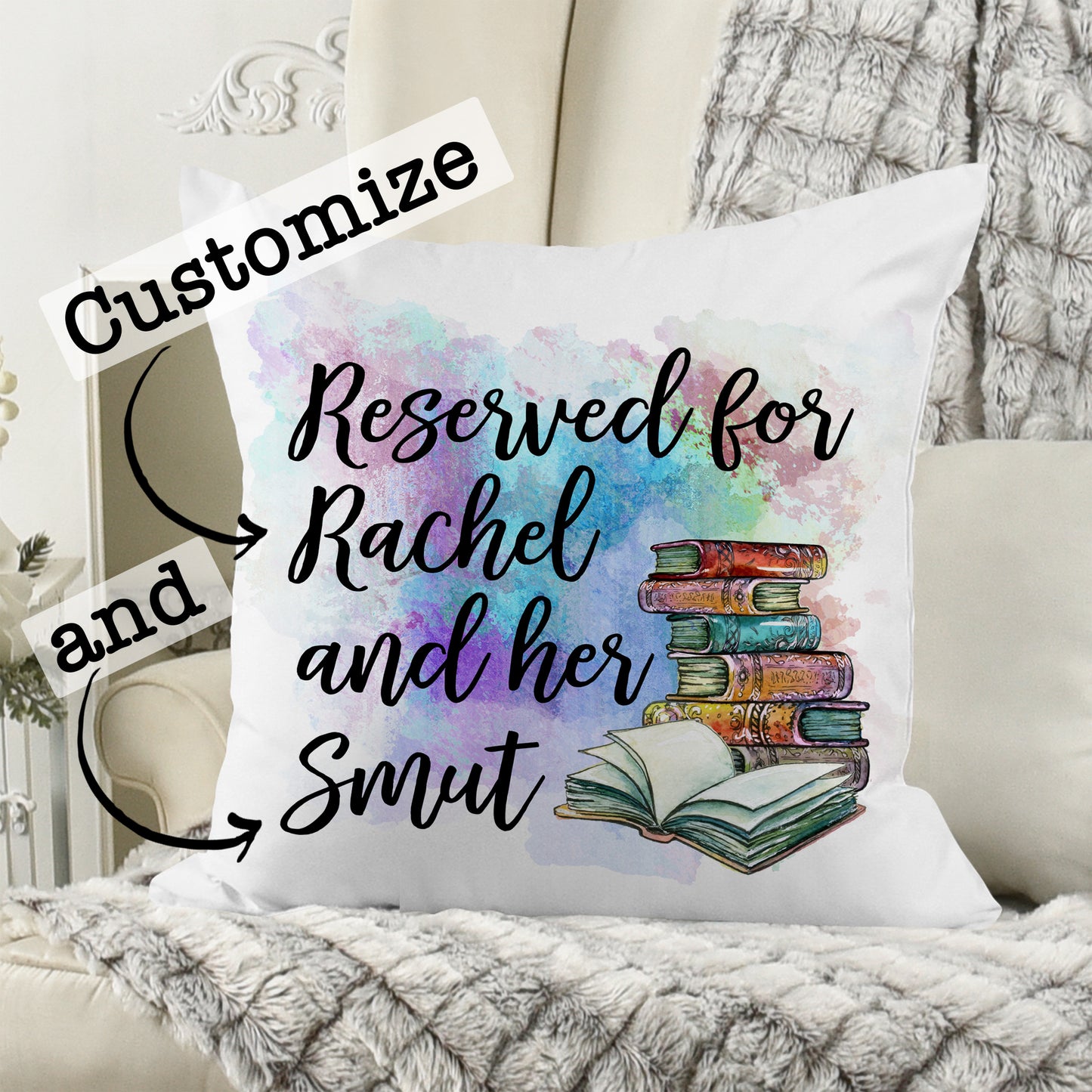 Personalized Book Pillow in Jewel Tones - Book Themed Decor