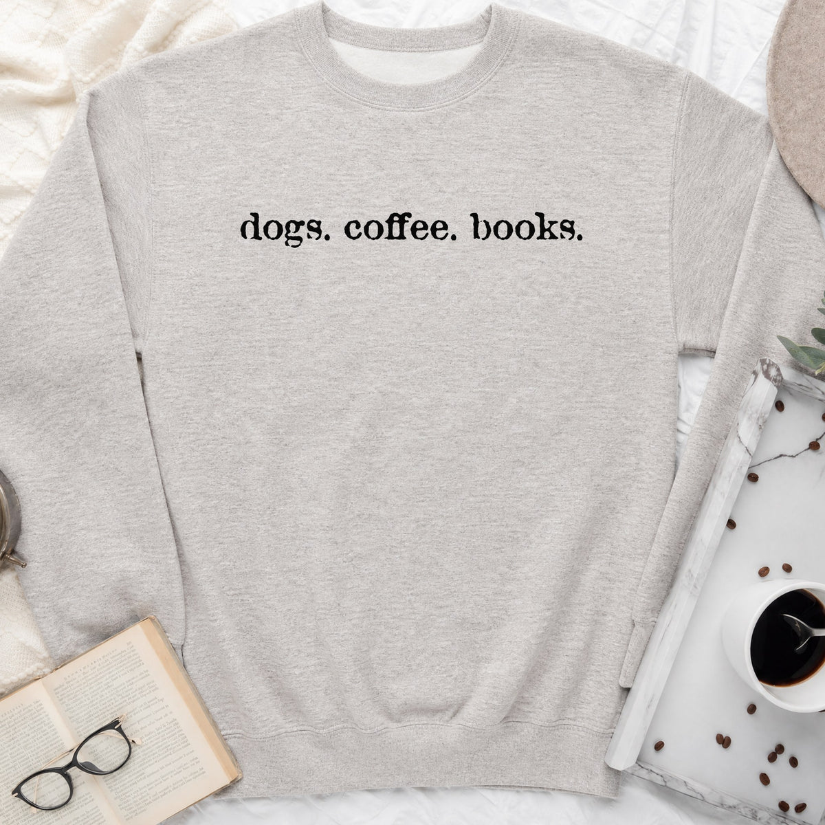 Dogs Coffee Books Sweatshirt or Hoodie, Cozy Dog Lover Crewneck