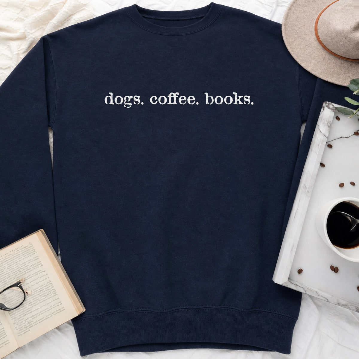 Dogs Coffee Books Sweatshirt or Hoodie, Cozy Dog Lover Crewneck