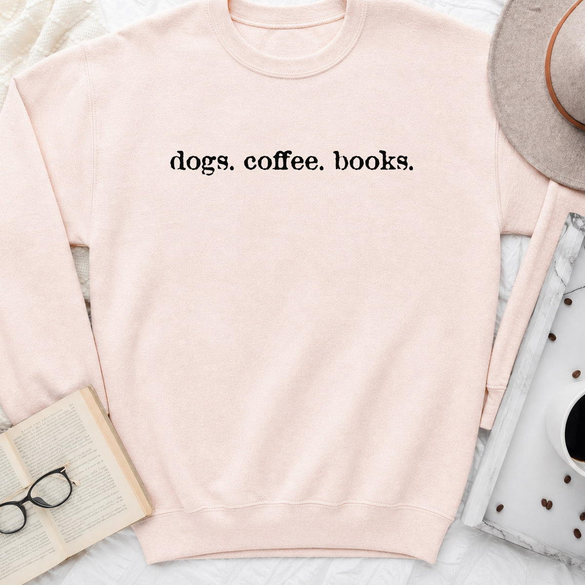 Dogs Coffee Books Sweatshirt or Hoodie, Cozy Dog Lover Crewneck