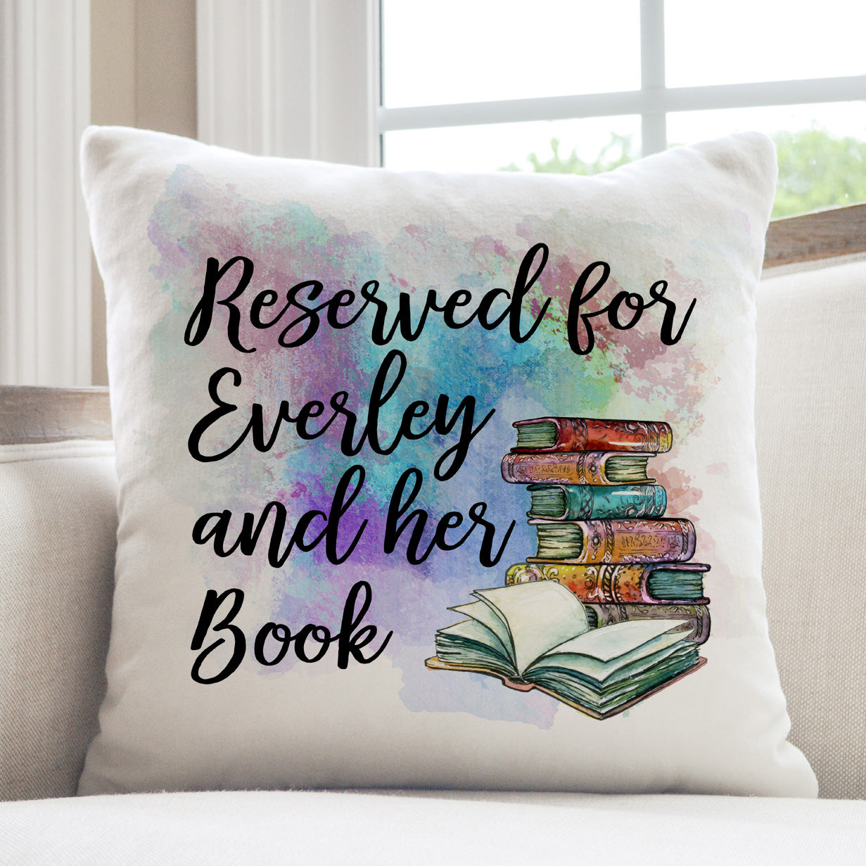 Personalized Book Pillow in Jewel Tones - Book Themed Decor