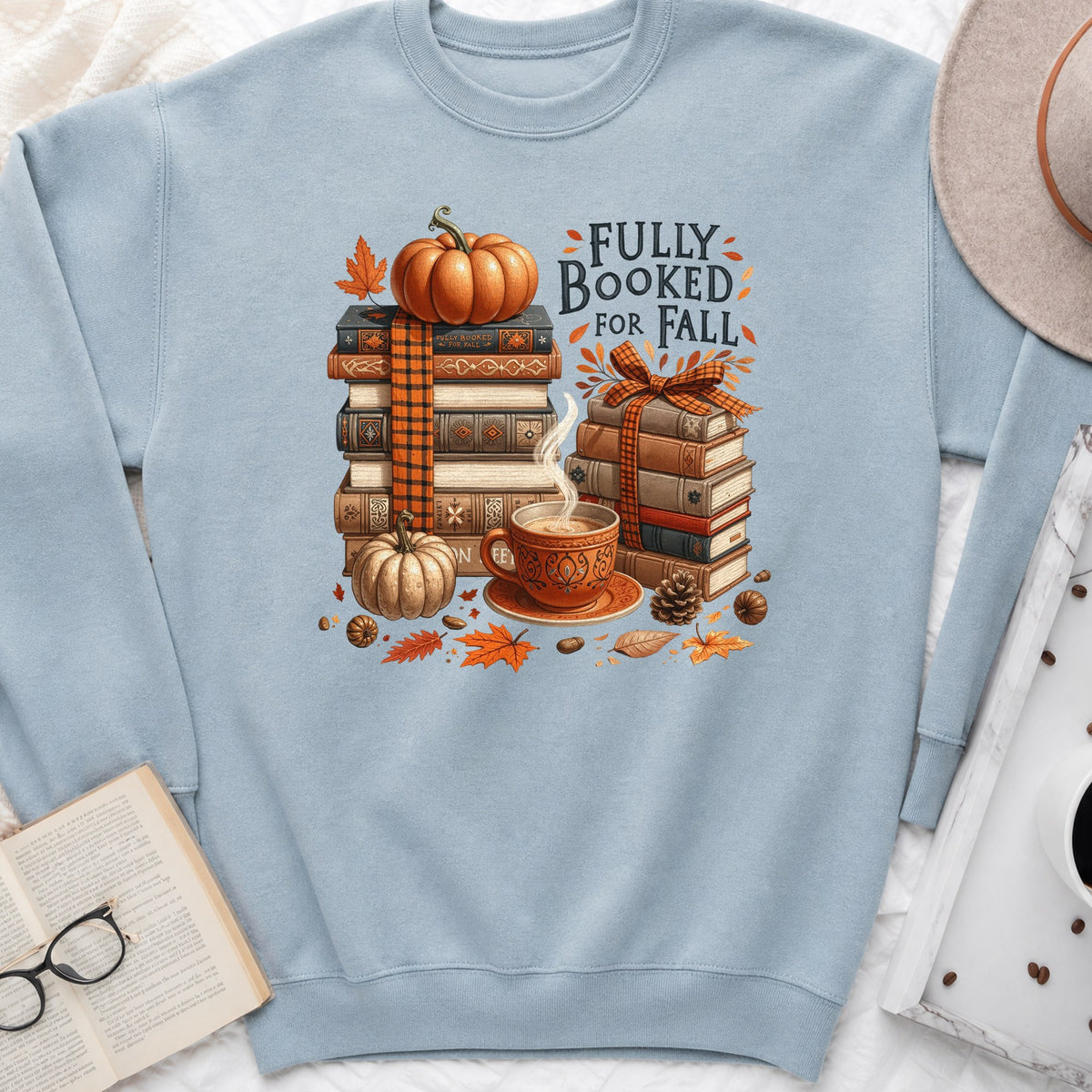 Fully Booked For Fall Sweatshirt or Hoodie, Cozy Autumn Reader Crewneck