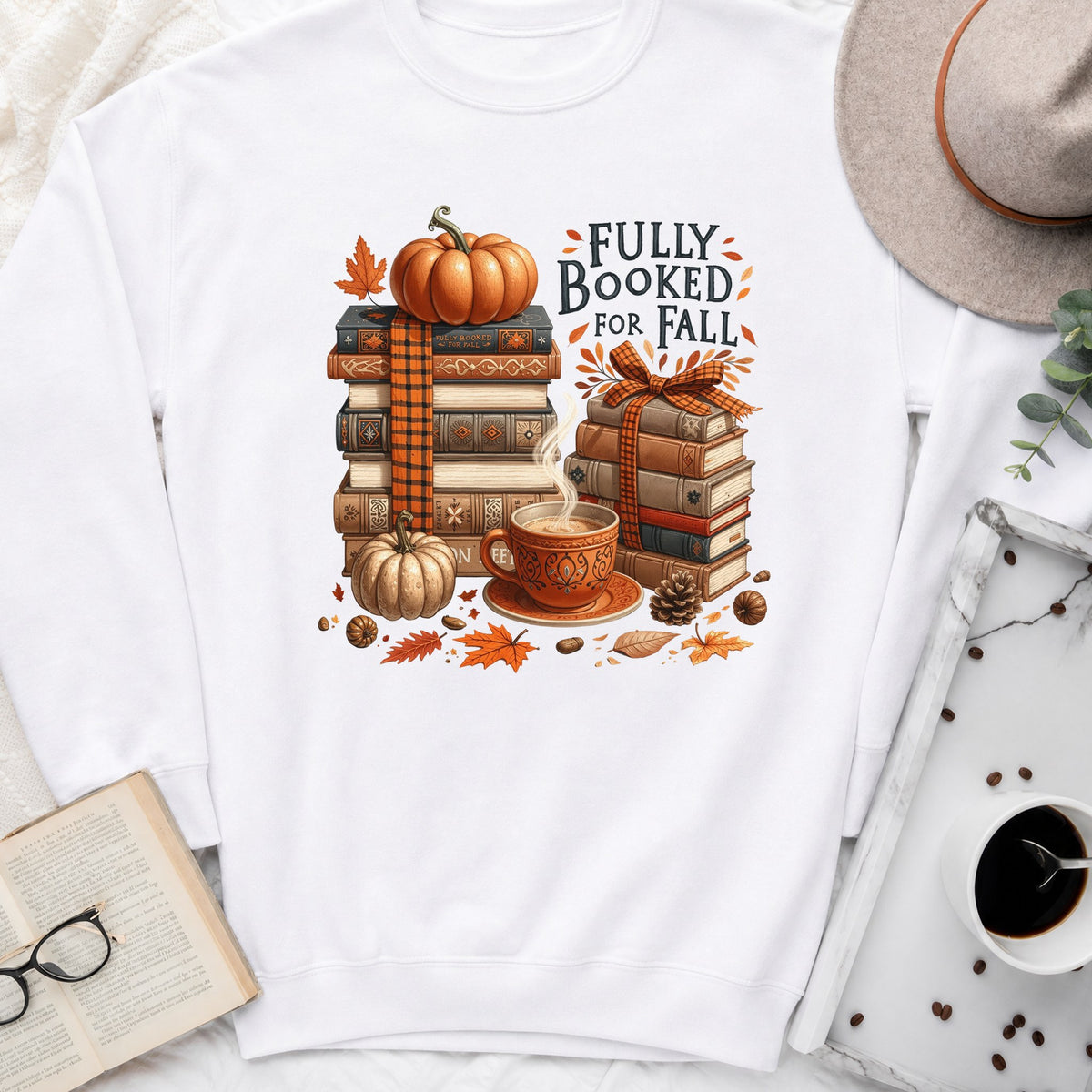 Fully Booked For Fall Sweatshirt or Hoodie, Cozy Autumn Reader Crewneck