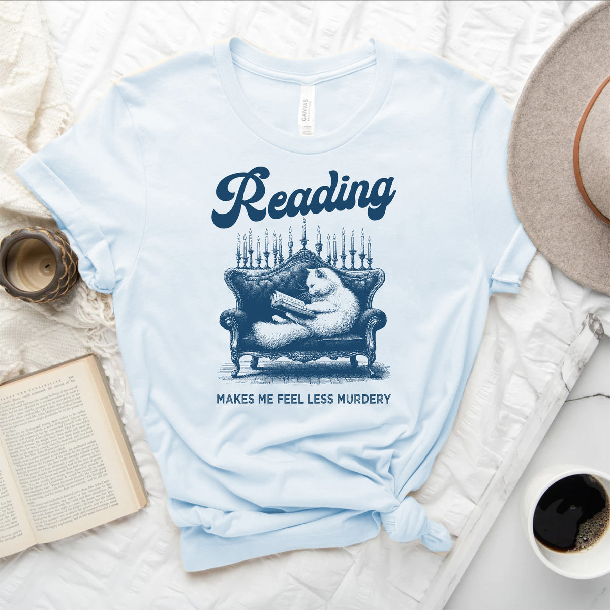Reading Makes me Less Murdery Posh Cat Book T-Shirt