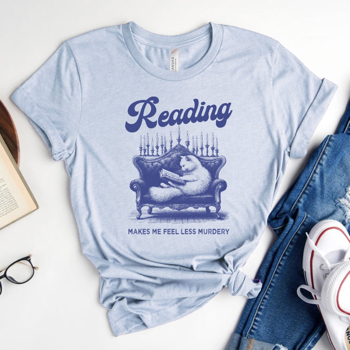 Reading Makes me Less Murdery Posh Cat Book T-Shirt
