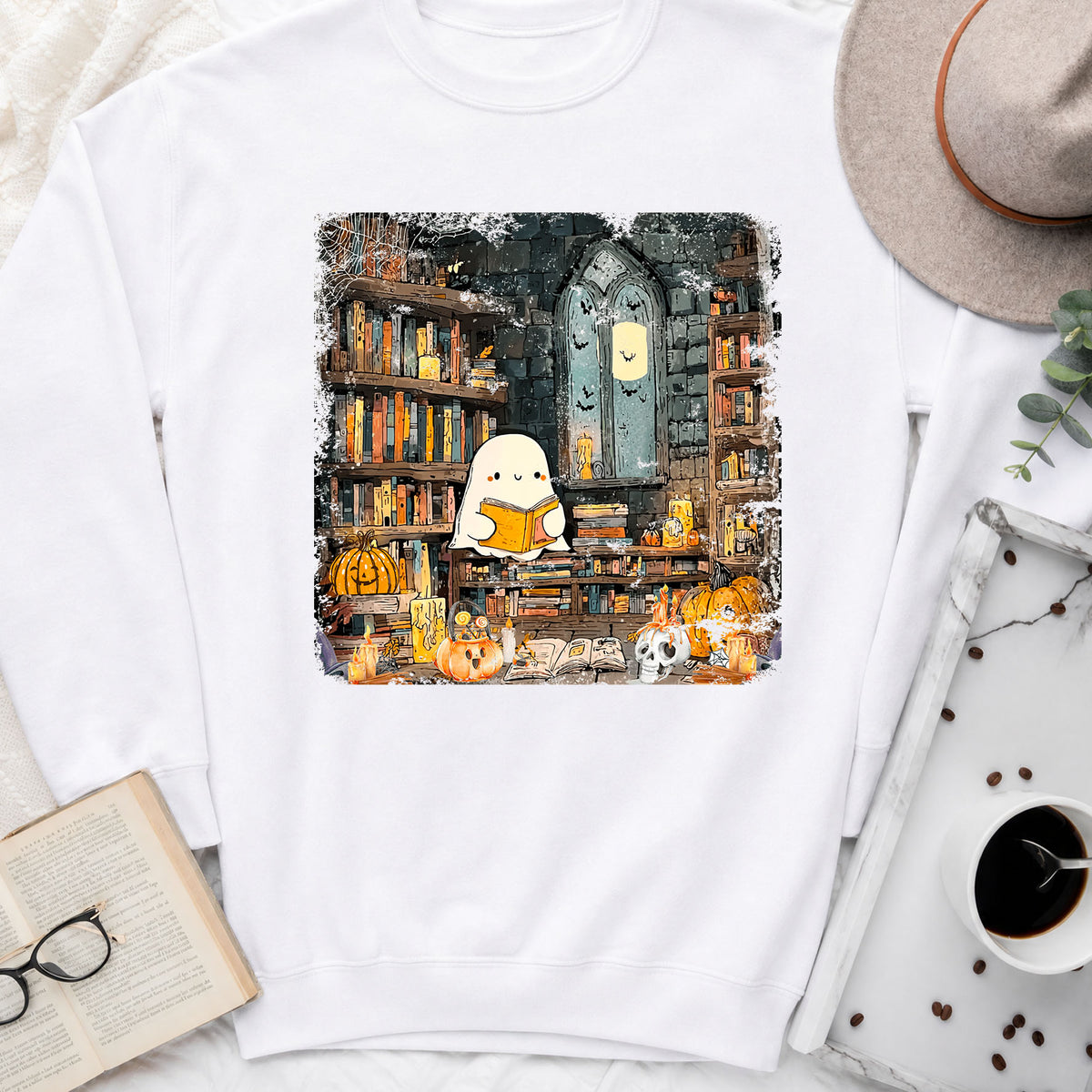 Haunted Library Fall Book Sweatshirt