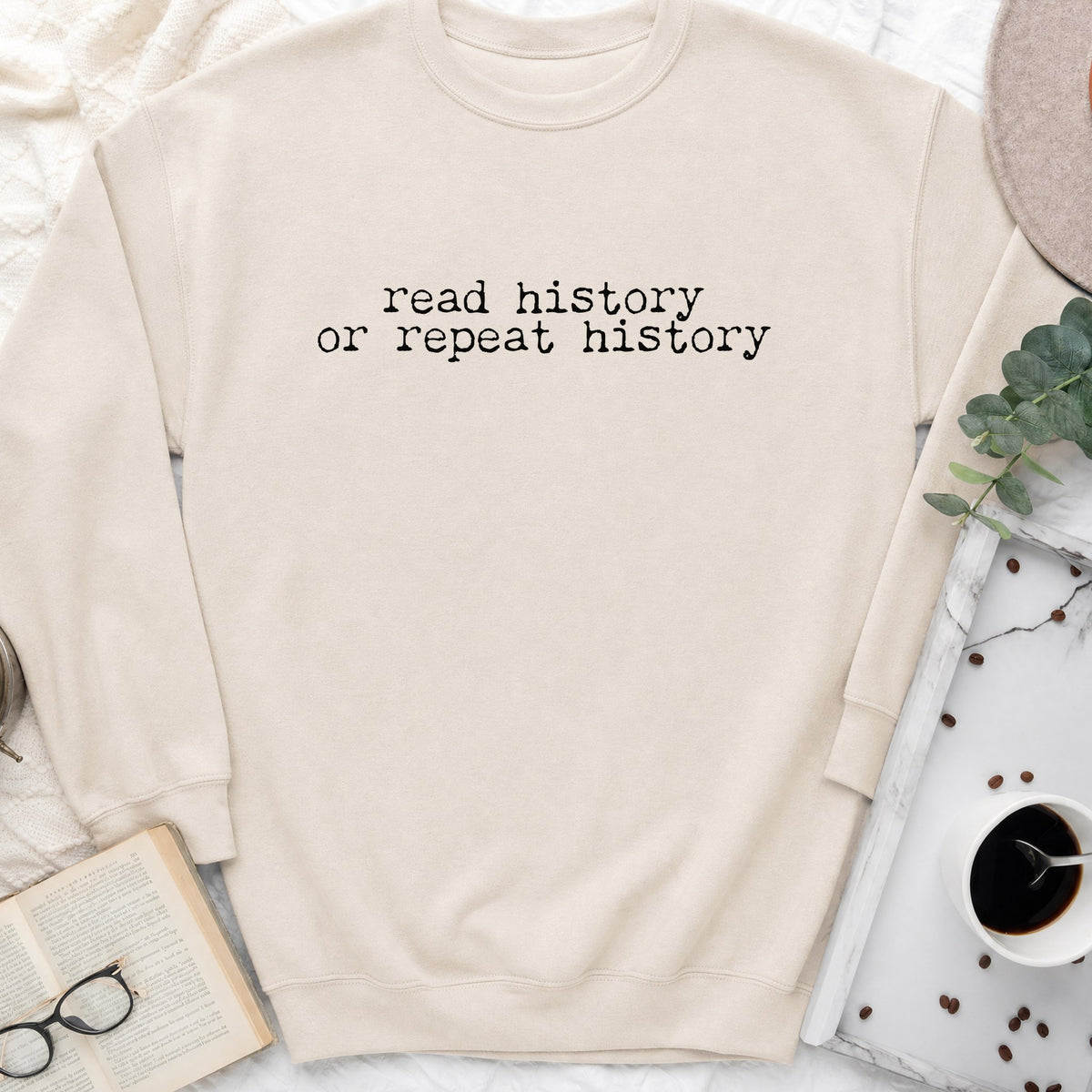 Read History or Repeat History Sweatshirt or Hoodie, Book Lover Crewneck