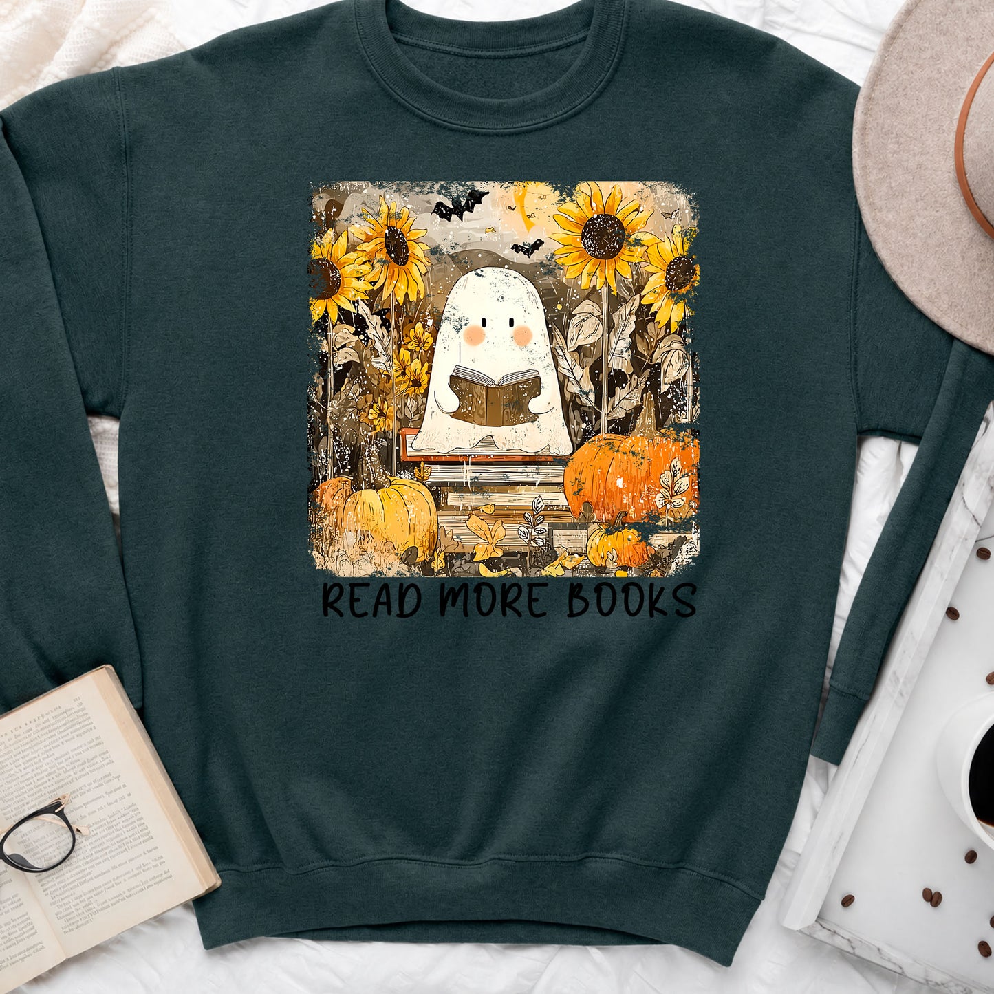 Read More Books Ghost & Sunflowers Crewneck Sweatshirt
