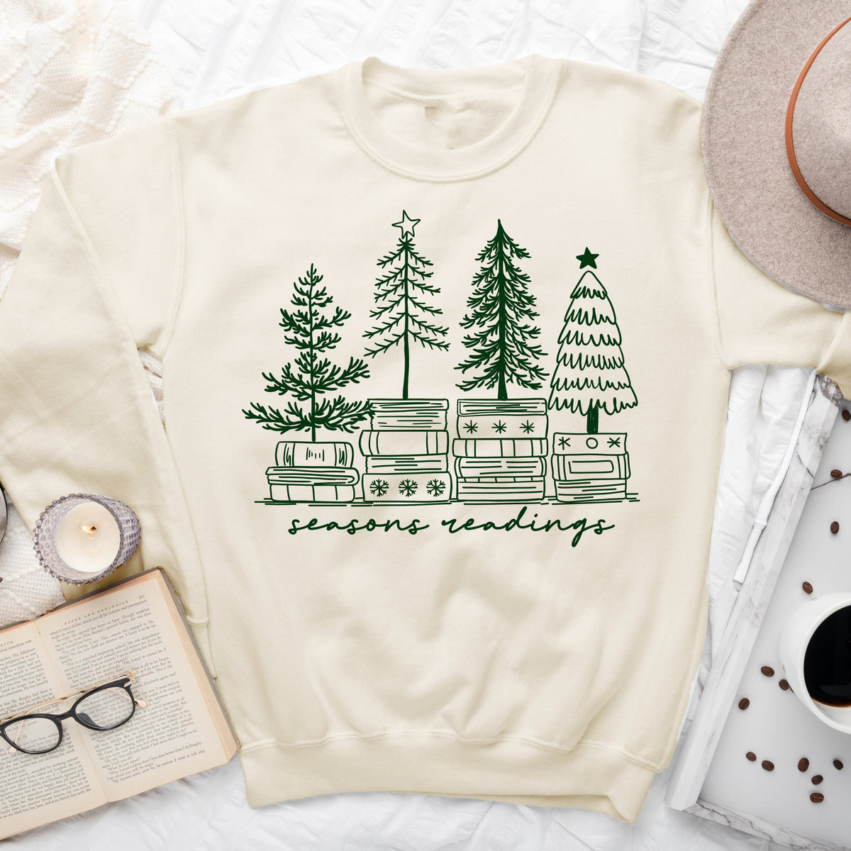 Seasons Readings – Minimalist Christmas Book Sweatshirt