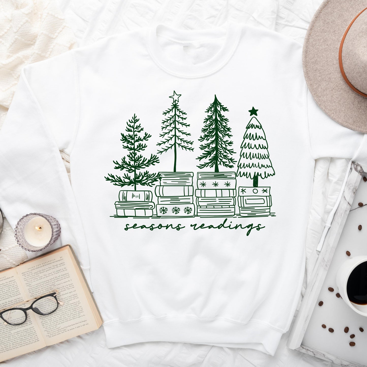 Seasons Readings – Minimalist Christmas Book Sweatshirt