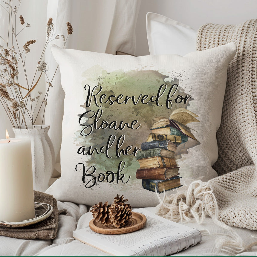 Custom Book Pillow in Earthtones - Personalized Book Gift with Name