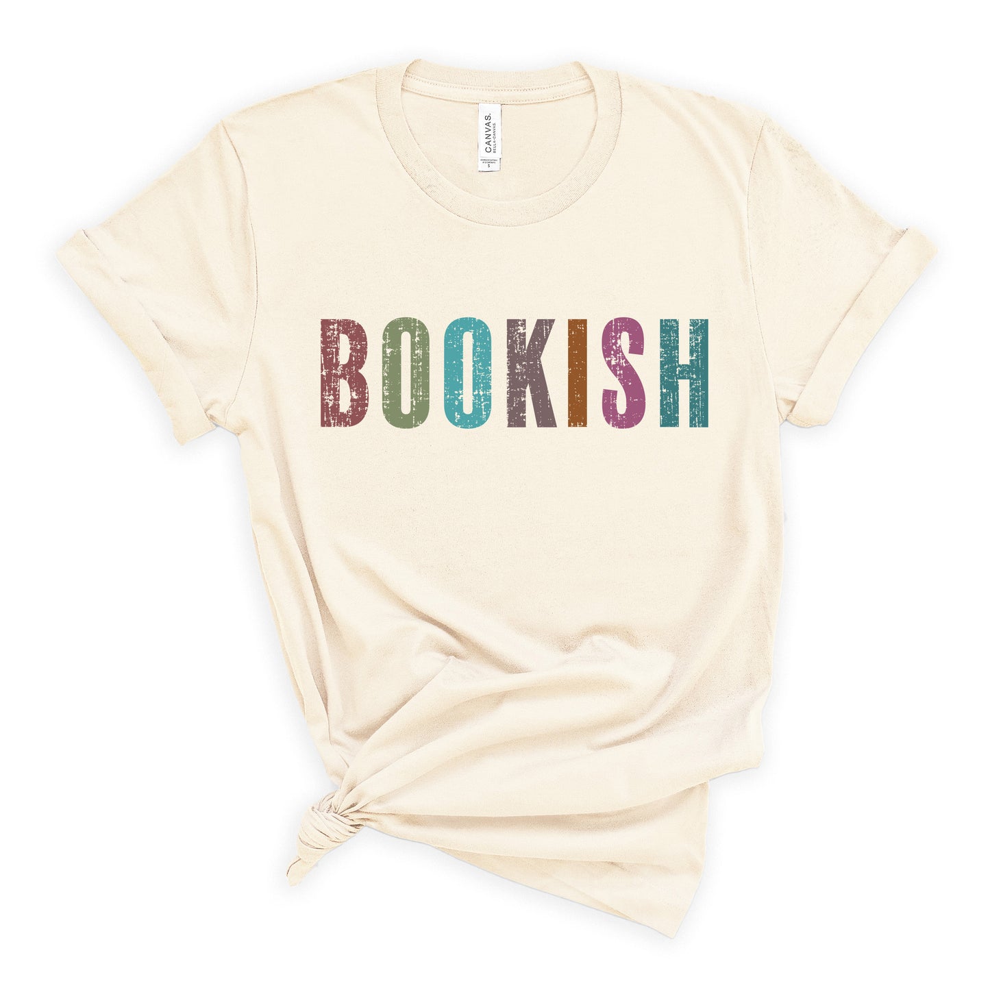 Bookish Tee with Bookish in colorful text