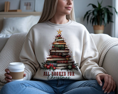 All Booked for Christmas – Book Tree Sweatshirt