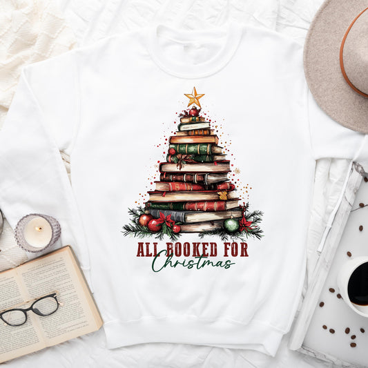 All Booked for Christmas – Book Tree Sweatshirt