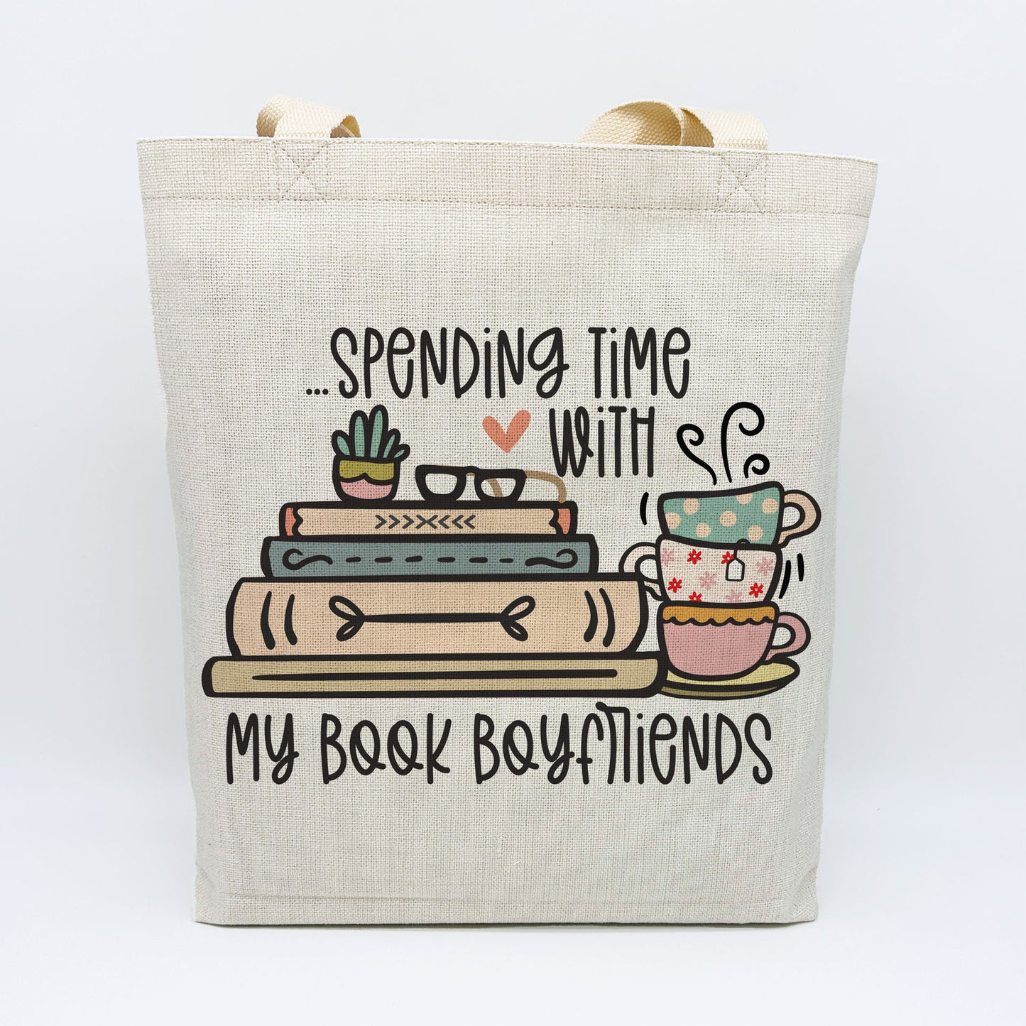 Spending Time with My Book Boyfriends Tote Bag – Cute Book Lover Canvas Tote