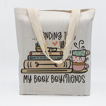 Spending Time with My Book Boyfriends Tote Bag – Cute Book Lover Canvas Tote