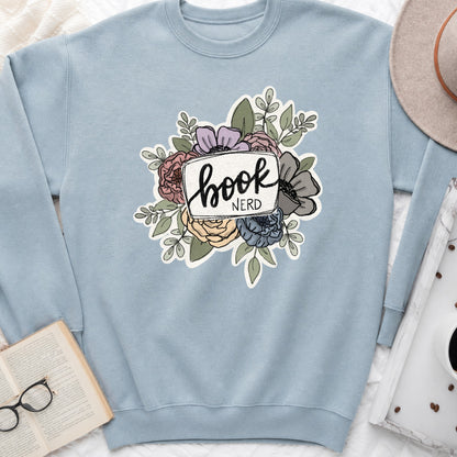 Book Nerd Floral Sweatshirt or Hoodie, Pretty Book Lover Crewneck