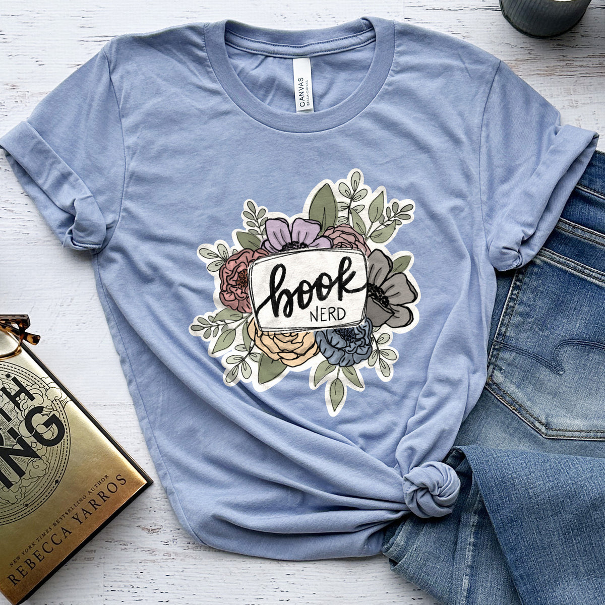 Book Nerd Floral Tee, Pretty Shirt for Book Lovers