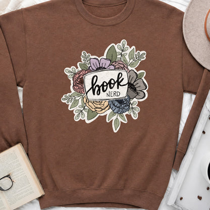 Book Nerd Floral Sweatshirt or Hoodie, Pretty Book Lover Crewneck
