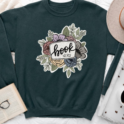 Book Nerd Floral Sweatshirt or Hoodie, Pretty Book Lover Crewneck