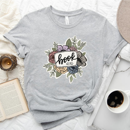 Book Nerd Floral Tee, Pretty Shirt for Book Lovers