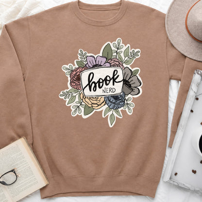 Book Nerd Floral Sweatshirt or Hoodie, Pretty Book Lover Crewneck