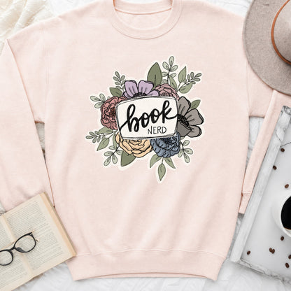 Book Nerd Floral Sweatshirt or Hoodie, Pretty Book Lover Crewneck