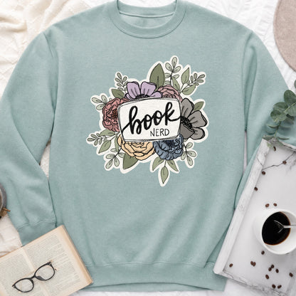 Book Nerd Floral Sweatshirt or Hoodie, Pretty Book Lover Crewneck