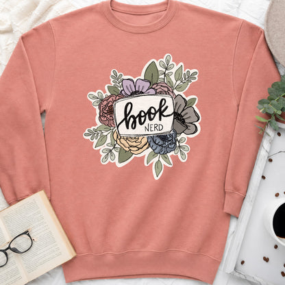 Book Nerd Floral Sweatshirt or Hoodie, Pretty Book Lover Crewneck